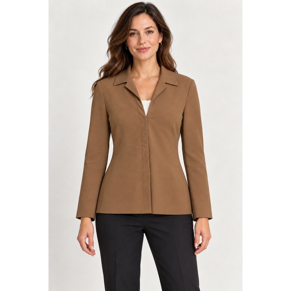 David Warren Camel Brown Blazer Style Long Sleeve Business Casual Top - Size 1